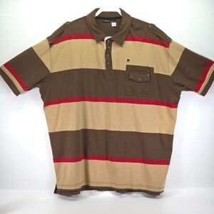 Vintage Rocawear Polo Shirt Men 3XL Stripe Metal Oversize Skater Hip Hop 90s Y2K